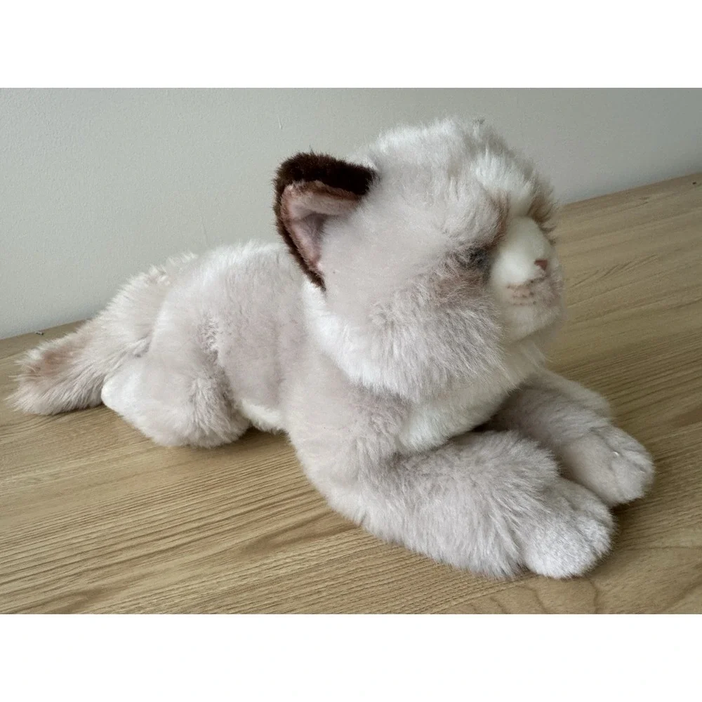 Realistic Blue Eyed Persian Cat Plush Fluffy Kitten Stuffed Animal Toy